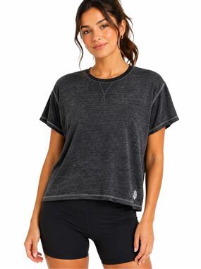 FP MOVEMENT FREE PEOPLE My Time Tee Black Washed Short Sleeve XS
